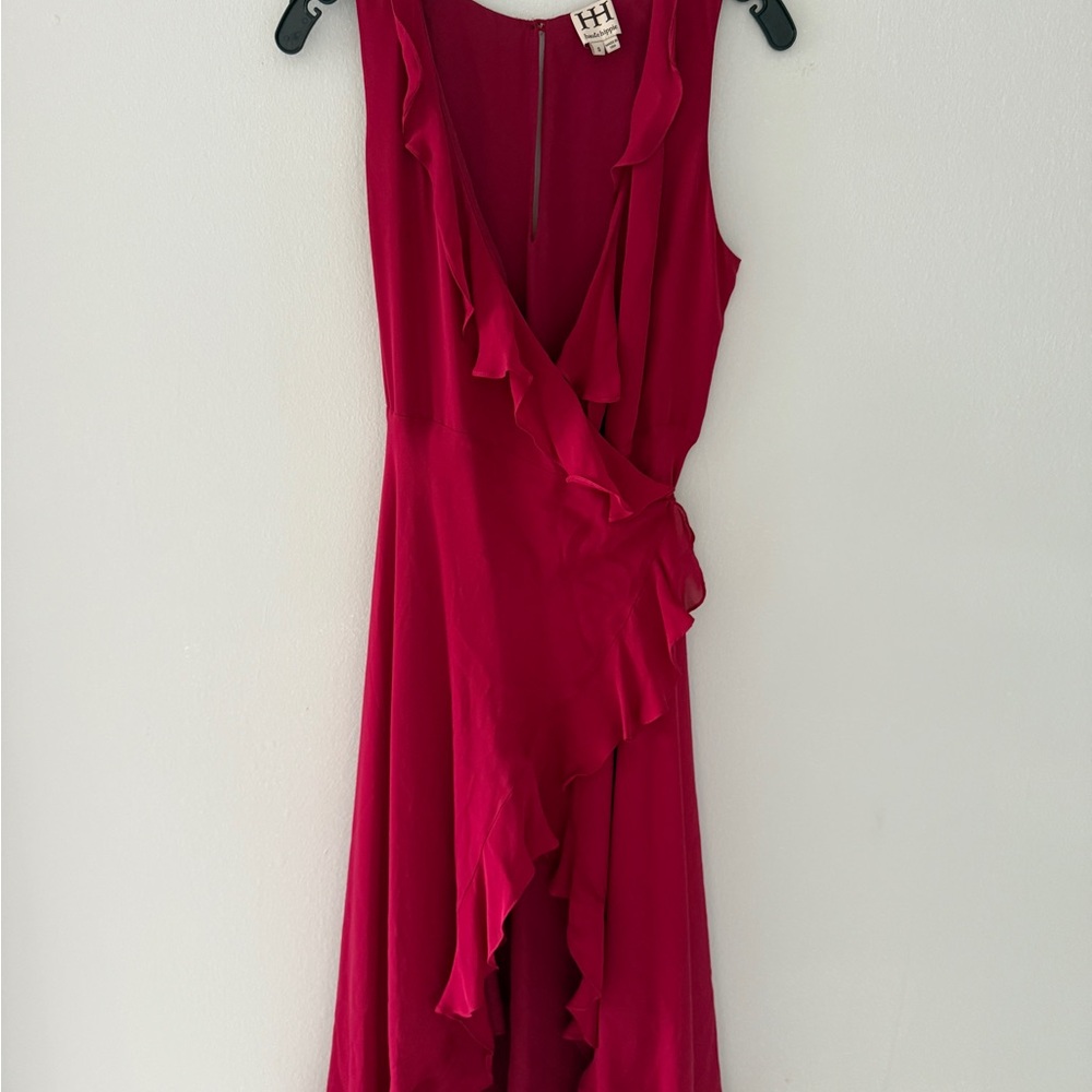 Haute Hippie Red Ruffled Wrap Sundress